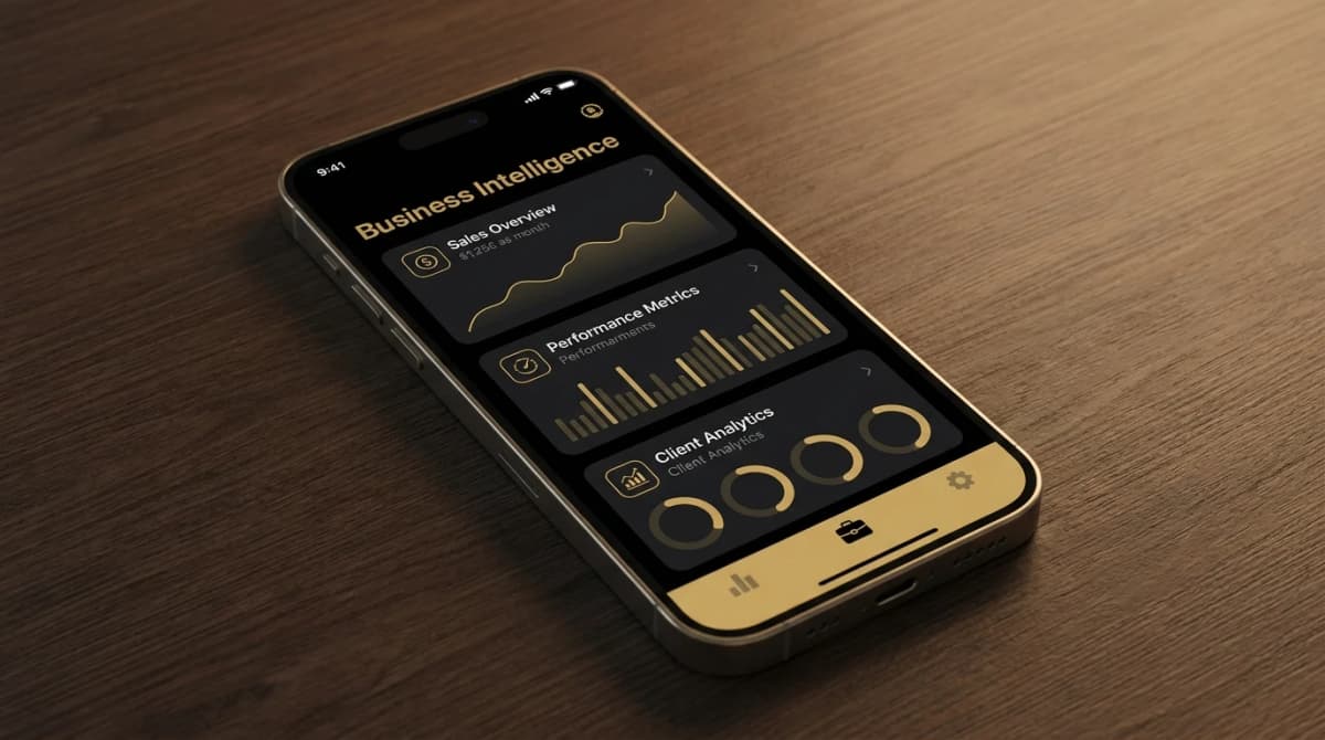 High-fidelity mockup of a professional mobile application representing custom software design.